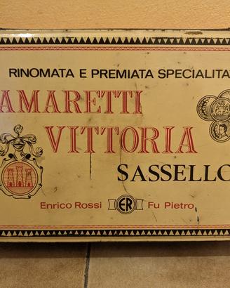 Scatola Latta Vintage Amaretti Vittoria Sassello E