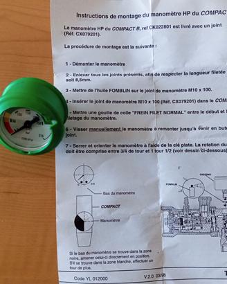 Manometro HP per bombola di ossigeno