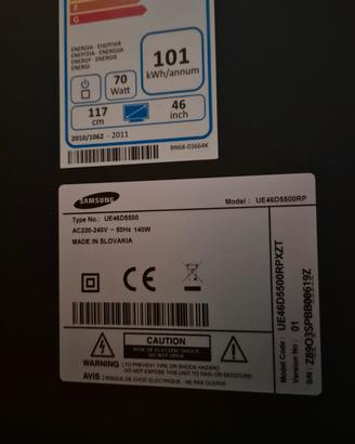 TV SAMSUNG UE46D5500 SCHEDA NON FUNZIONANTE PANNEL