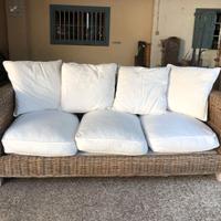 Divano in Rattan Naturale di Pregio con Cuscini