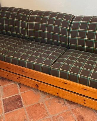 Divano letto “Cortina” in legno vintage rustico