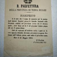 Decreto Concorso Guardia Nazionale Bari 1864 28x21