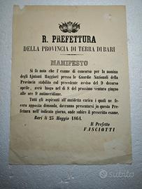 Decreto Concorso Guardia Nazionale Bari 1864 28x21