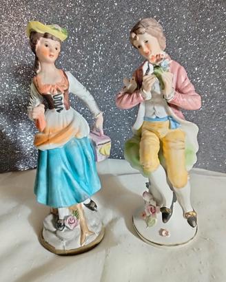 Coppia Statuine In Ceramica