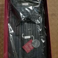 Camicia uomo nera con fili argento in cotone