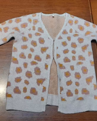 Cardigan maglioncino leopardato bianco - rosa tg 1