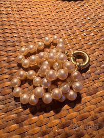 Collana Vintage Perle chiusura Marina oro 18k 41gr