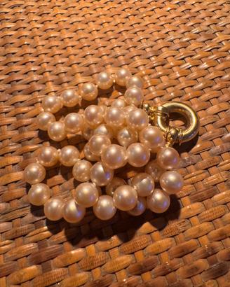 Collana Vintage Perle chiusura Marina oro 18k 41gr