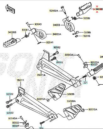 Pedana ant Dx Kawasaki KLR600 340281108