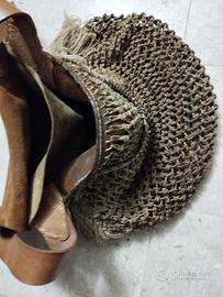 borsa cuoio con rete da caccia 