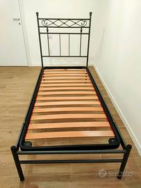 Letto singolo ferro battuto 80x190 + rete a doghe