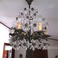 Lampadario bouquet a 6 luci in ottone e bronzo