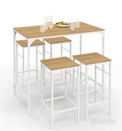 Tavolo da Bar con  4 sedie in legno e metallo 