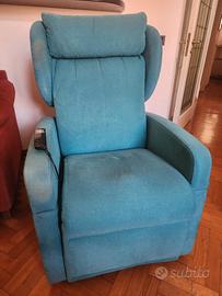Poltrona relax elettrica turchese con telecomando