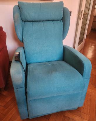 Poltrona relax elettrica turchese con telecomando