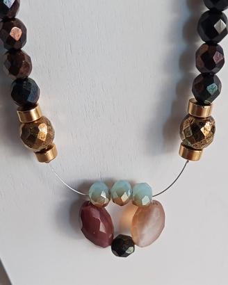 Collana con cavetto e pietre di mezzo cristallo