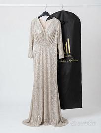 Abito lungo elegante paillettes champagne