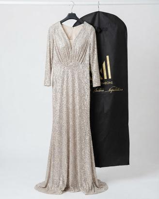 Abito lungo elegante paillettes champagne
