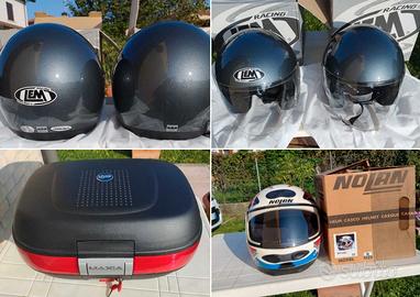 1 bauletto Givi, 2 caschi Lem, 1 casco Nolan