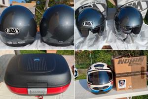 1 bauletto Givi, 2 caschi Lem, 1 casco Nolan