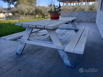 Panca in legno bianca 8 posti –