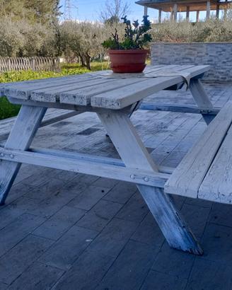 Panca in legno bianca 8 posti –