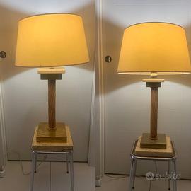 2 lampade stile imperiale marmo ottone e vimini 70