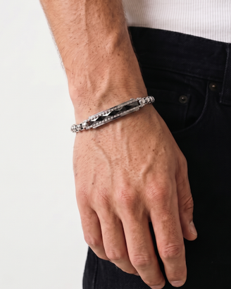 Bracciale Aragonesi uomo acciaio con pietre nere