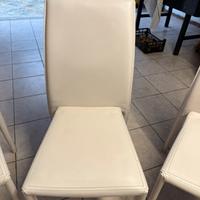 6 sedie bianche rivestite in finta pelle