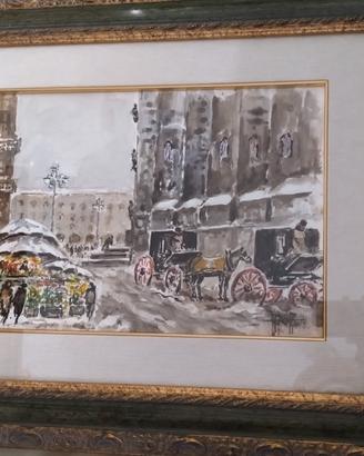 quadro acquarello Milano firmato Piero Balzarotti