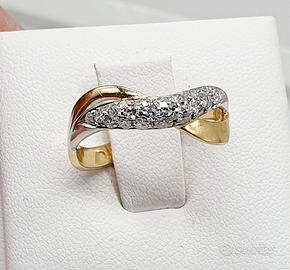 COD.110B.25 ANELLO ORO BIANCO/ORO GIALLO 18K 750