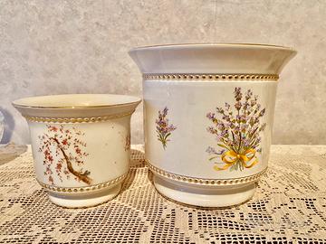 Set 2 vasi porcellana dipinta Fiorentine