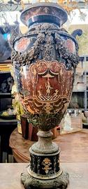 vaso di bronzo e porcellana finissima antico XXV