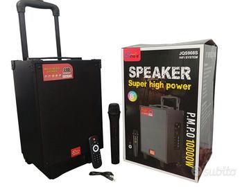 Cassa bluetooth portatile karaoke 10000 watt pmpo 