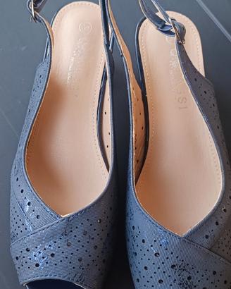 👡 Sandali donna blu navy con zeppa – PASSI – Tagl
