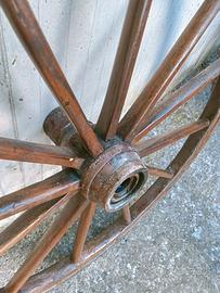 4 ruote di carro in legno e metallo vintage