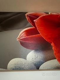 Quadro moderno fiore amaryllis rosso tela
