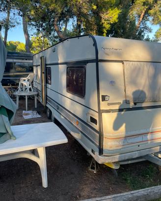 Roulotte con veranda e piastrelle per esterni