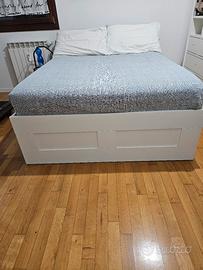 Letto IKEA BRIMNES 140×200 con cassetti + materass
