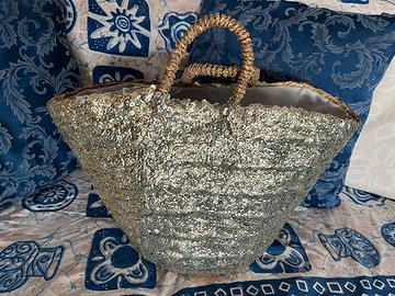 Borsa paglia e paillettes