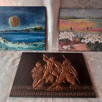 3 Quadri in Tela e Rame