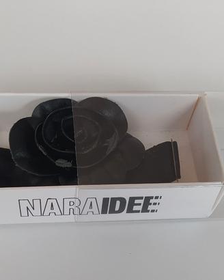 Nara idee - crocker in similpelle con fiore nero