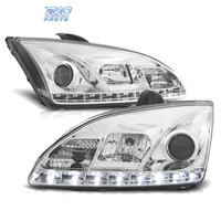 FARI FORD FOCUS 04-08 LUCE DIURNA A LED FONDO CROM