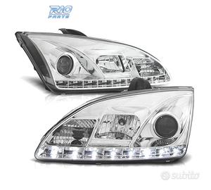 FARI FORD FOCUS 04-08 LUCE DIURNA A LED FONDO CROM