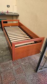 Letto singolo in legno effetto ciliegio