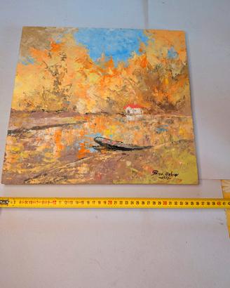 QUADRO OLIO A SPATOLA PAESAGGIO 1978 PITT URBAN  D