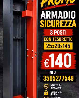 Armadio sicurezza 3 posti con tesoretto 