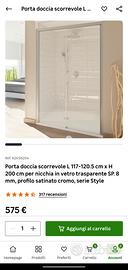 Porta doccia scorrevole 120x200 cm nuova