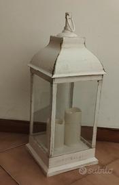 Lanterna Shabby Chic Bianca 35 cm – 3 Candele LED 
