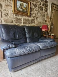 Divano in pelle blu scuro